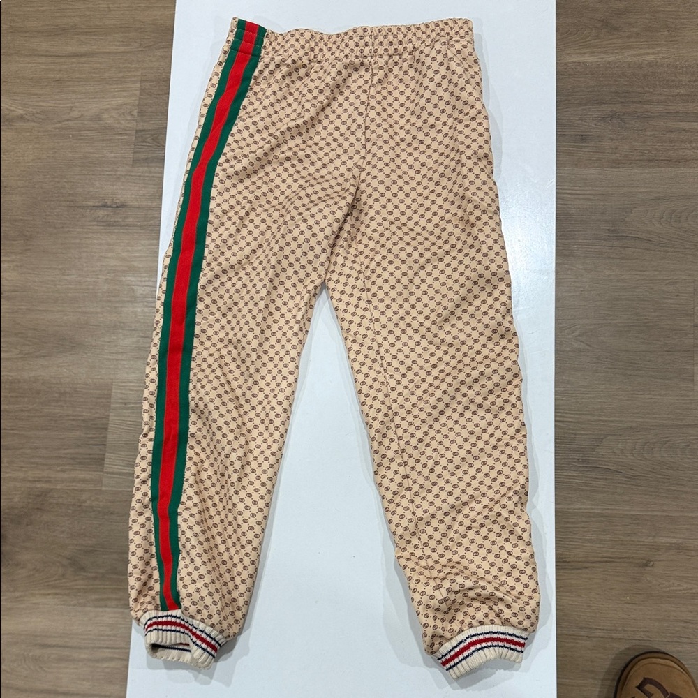 Gucci Beige Joggers with Red and Green Accents